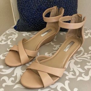 BCBGeneration Ankle Strap Nude Wedge Sandals